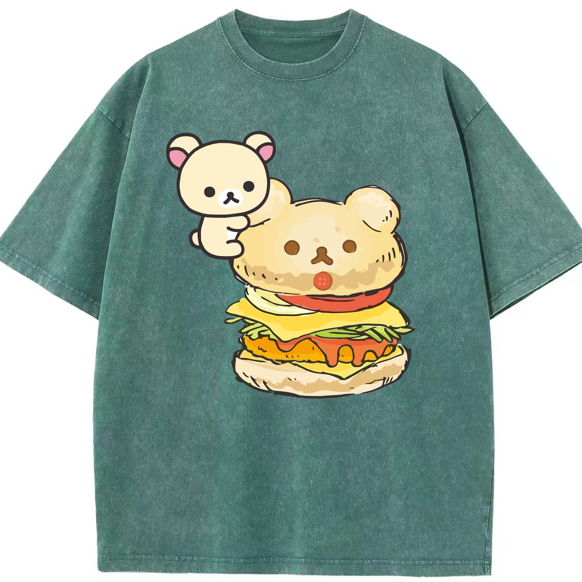 （画像用） リラックマ リラックマ キイロイトリ Rilakkuma Korilakkuma Kiiroitori 綿100% ヴィンテージ風 半袖Tシャツ（フロントプリント）